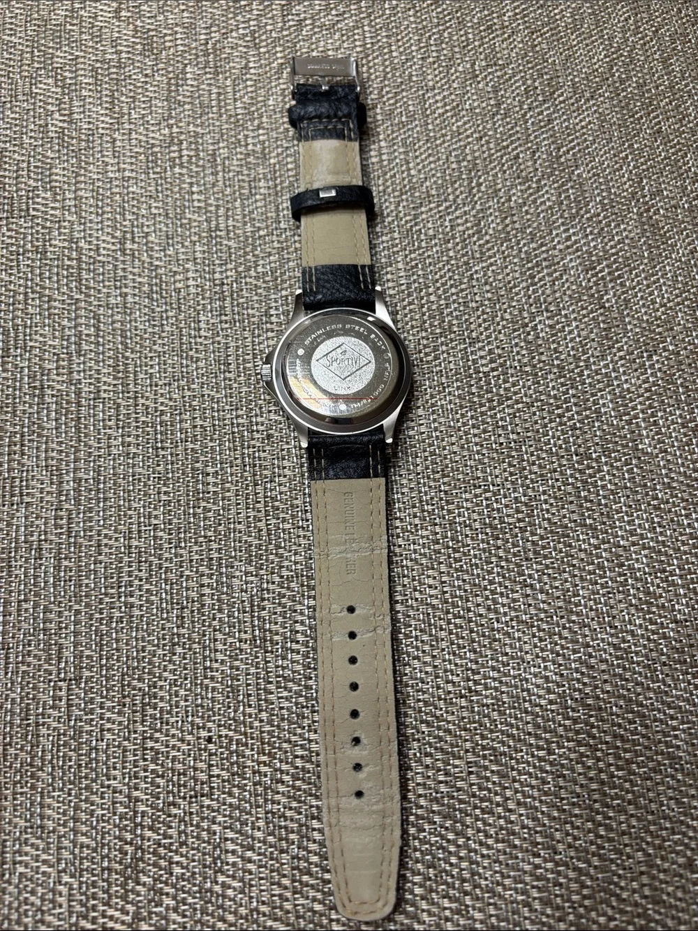 STORTIVI - BUFFALO BILLS Black Leather Men's Watch with Red and Blue Accents 🦬